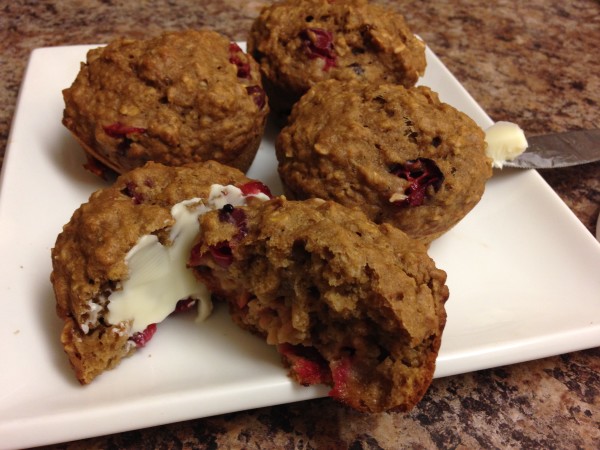Cranberry-Orange muffins with oats and applesauce