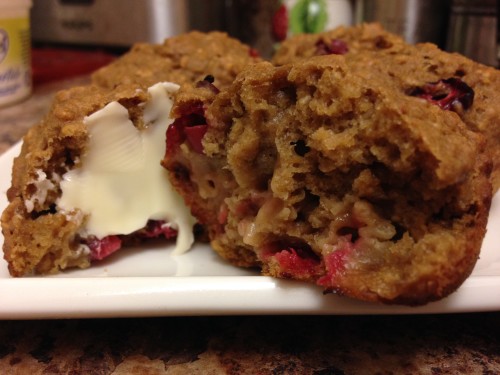 Cranberry-Orange muffins with oats and applesauce